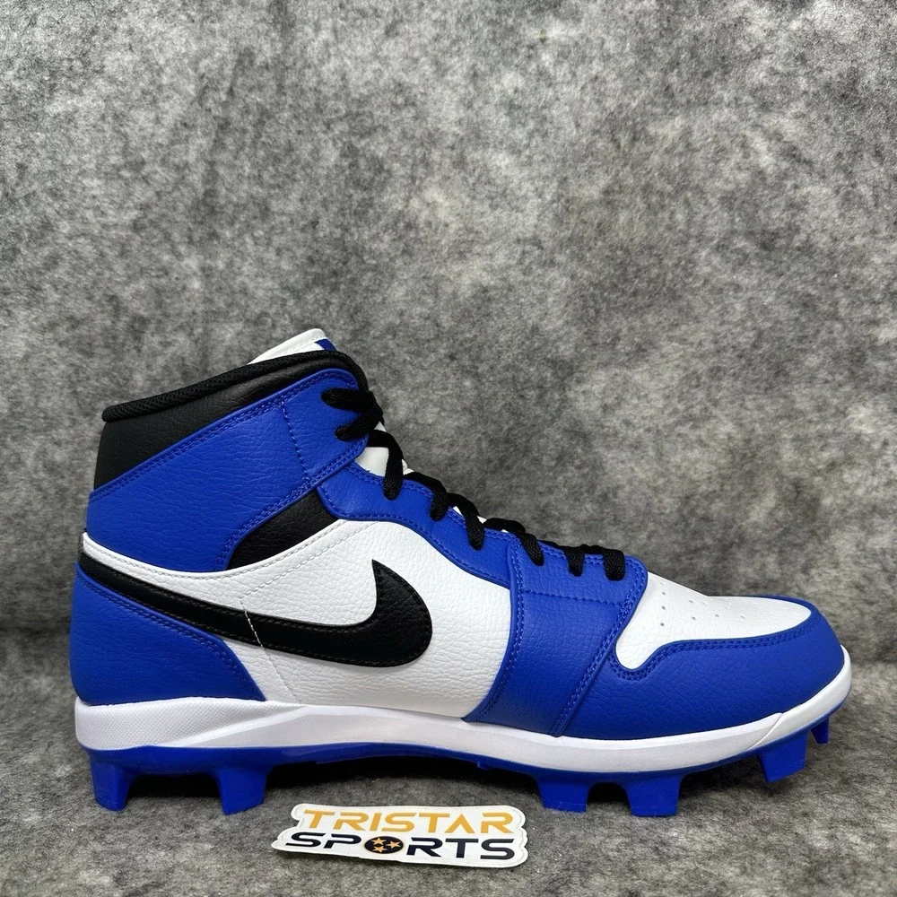 Nike Air Jordan 1 Mid MCS Baseball Cleats Mens Size 13 Game Royal White Black